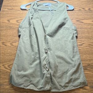 Petal & Pup Olive Green Open Sided Vest Size S, 100% Cotton, Sleeveless, Summer
